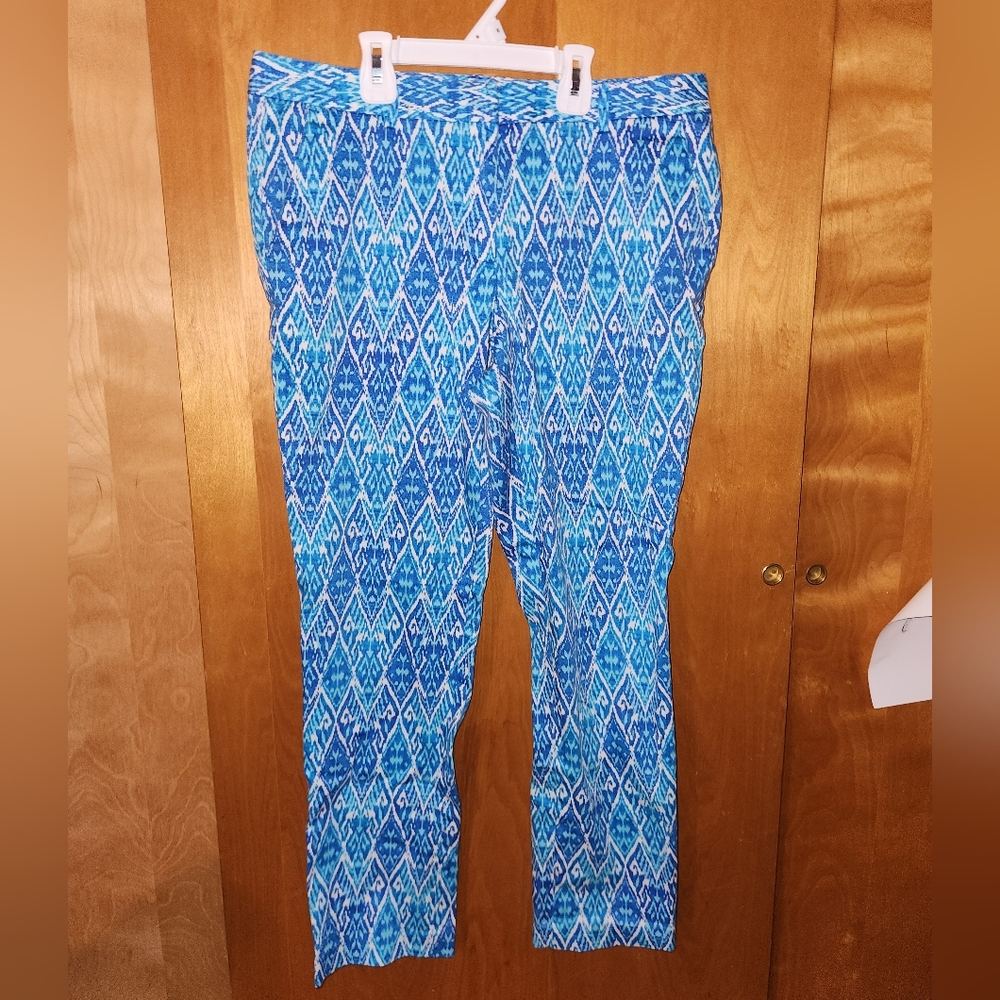 Michael Kors Blue & White Patterned Pants Size 6